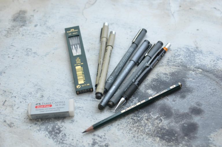 Collection of various pencils and markers for drawing
